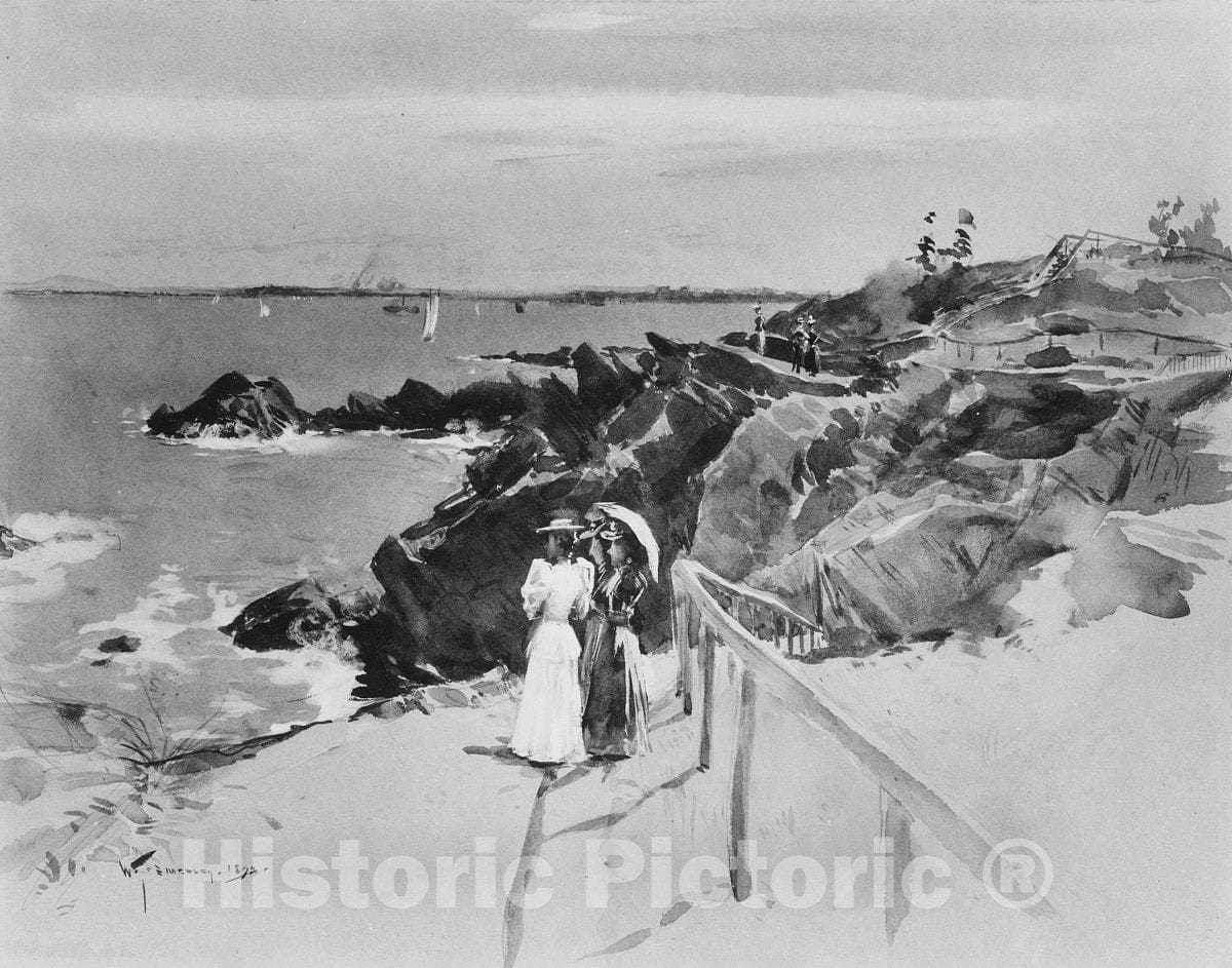 Art Print : William Thomas Smedley - The Cliffs at Nahant, North Shore, Massachusetts : Vintage Wall Art