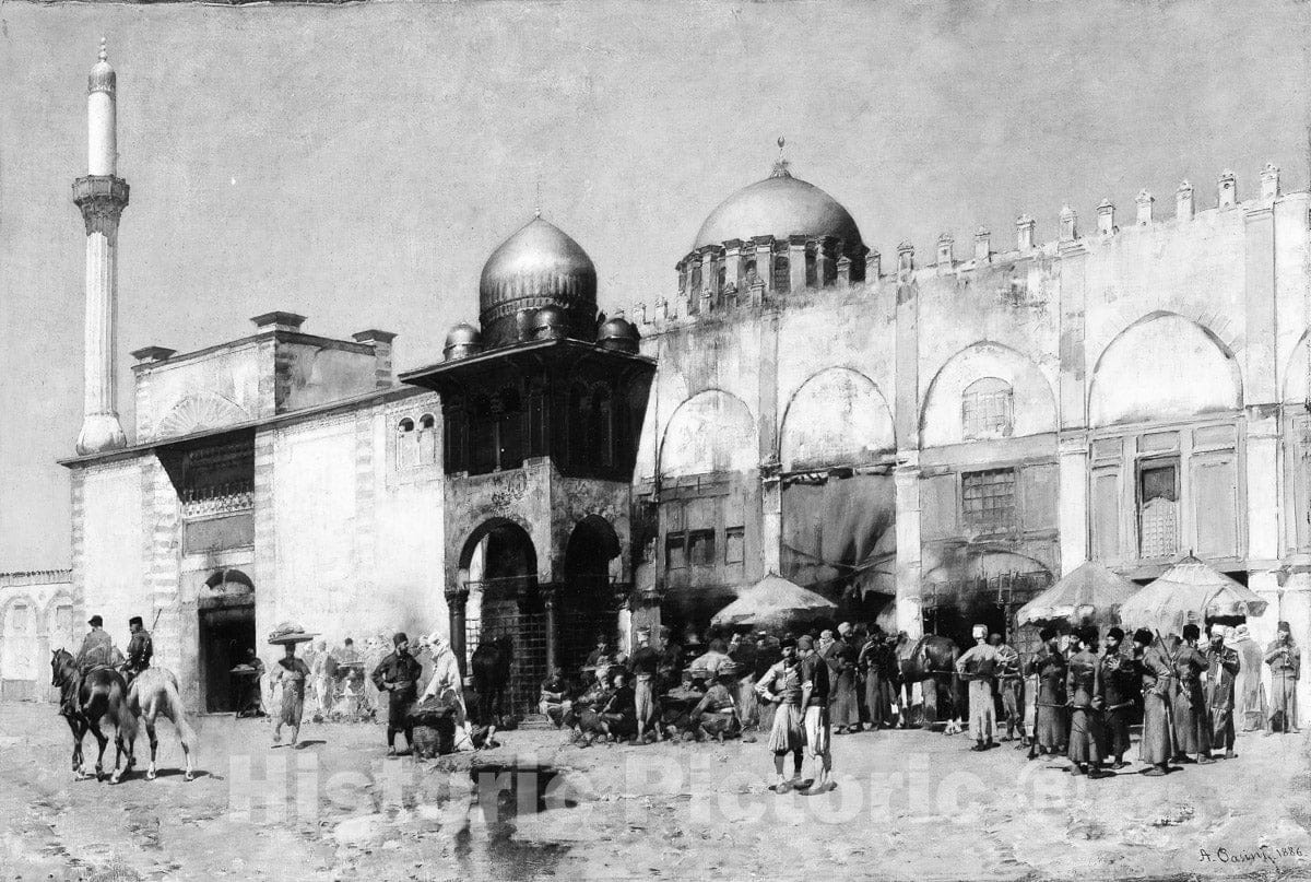 Art Print : Alberto Pasini - A Mosque : Vintage Wall Art