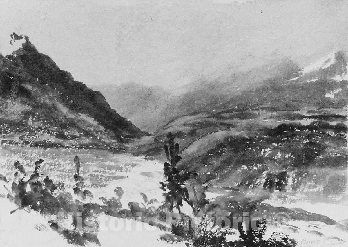 Art Print : John Frederick Kensett - Mountain Landscape, Lombardy : Vintage Wall Art
