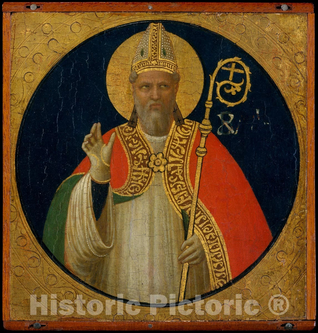 Art Print : Fra Angelico (Guido di Pietro) - A Bishop Saint : Vintage Wall Art