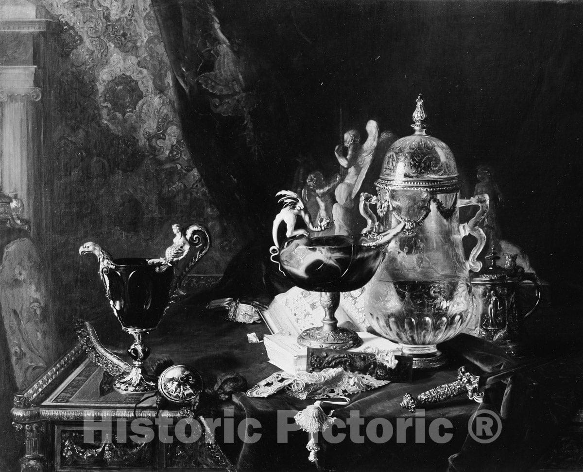 Art Print : Blaise-Alexandre Desgoffe - Objects of Art from The Louvre : Vintage Wall Art