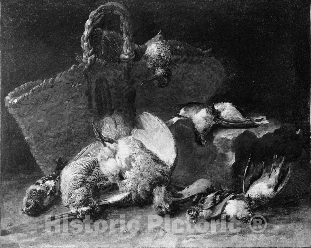 Art Print : Jan Fyt - A Basket and Birds : Vintage Wall Art