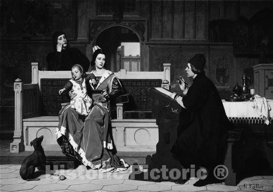 Art Print : Guillaume Koller - Hugo Van der Goes Painting The Portrait of Mary of Burgundy : Vintage Wall Art