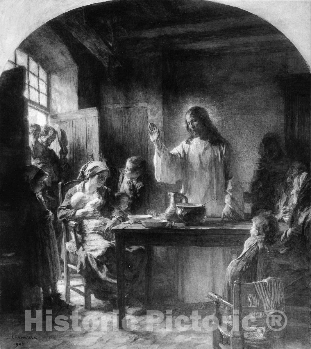 Art Print : Léon-Augustin Lhermitte - Among The Humble : Vintage Wall Art