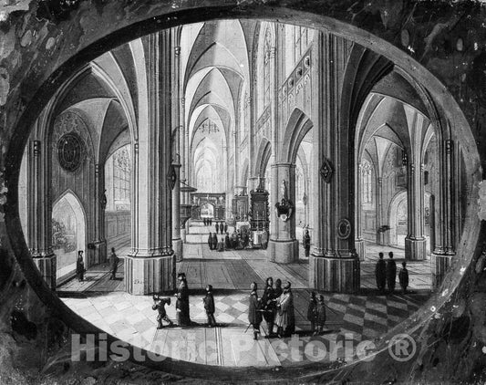 Art Print : Pieter Neeffs The Elder - Interior of a Gothic Church by Day : Vintage Wall Art