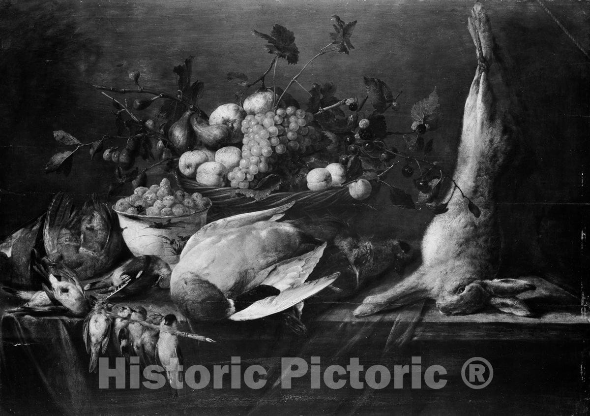 Art Print : Pieter Van Overschee - Still Life of Fruit and Game : Vintage Wall Art