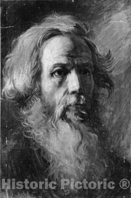 Art Print : Vasilii Grigorievich Perov - Head of a Man : Vintage Wall Art
