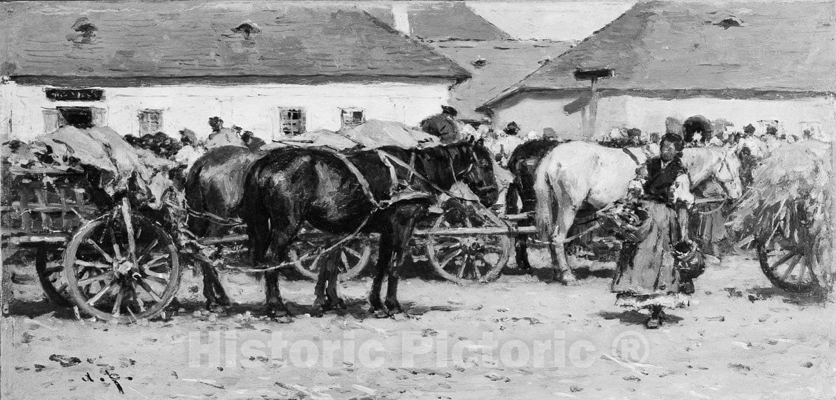 Art Print : August Xaver Karl von Pettenkofen - Market Scene : Vintage Wall Art