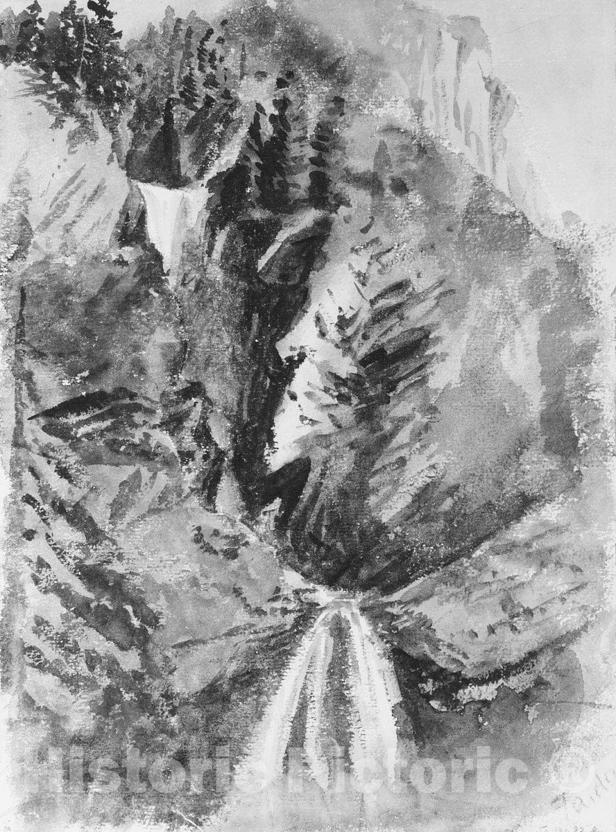 Art Print : John Singer Sargent - Mountains and Stream, Faido : Vintage Wall Art