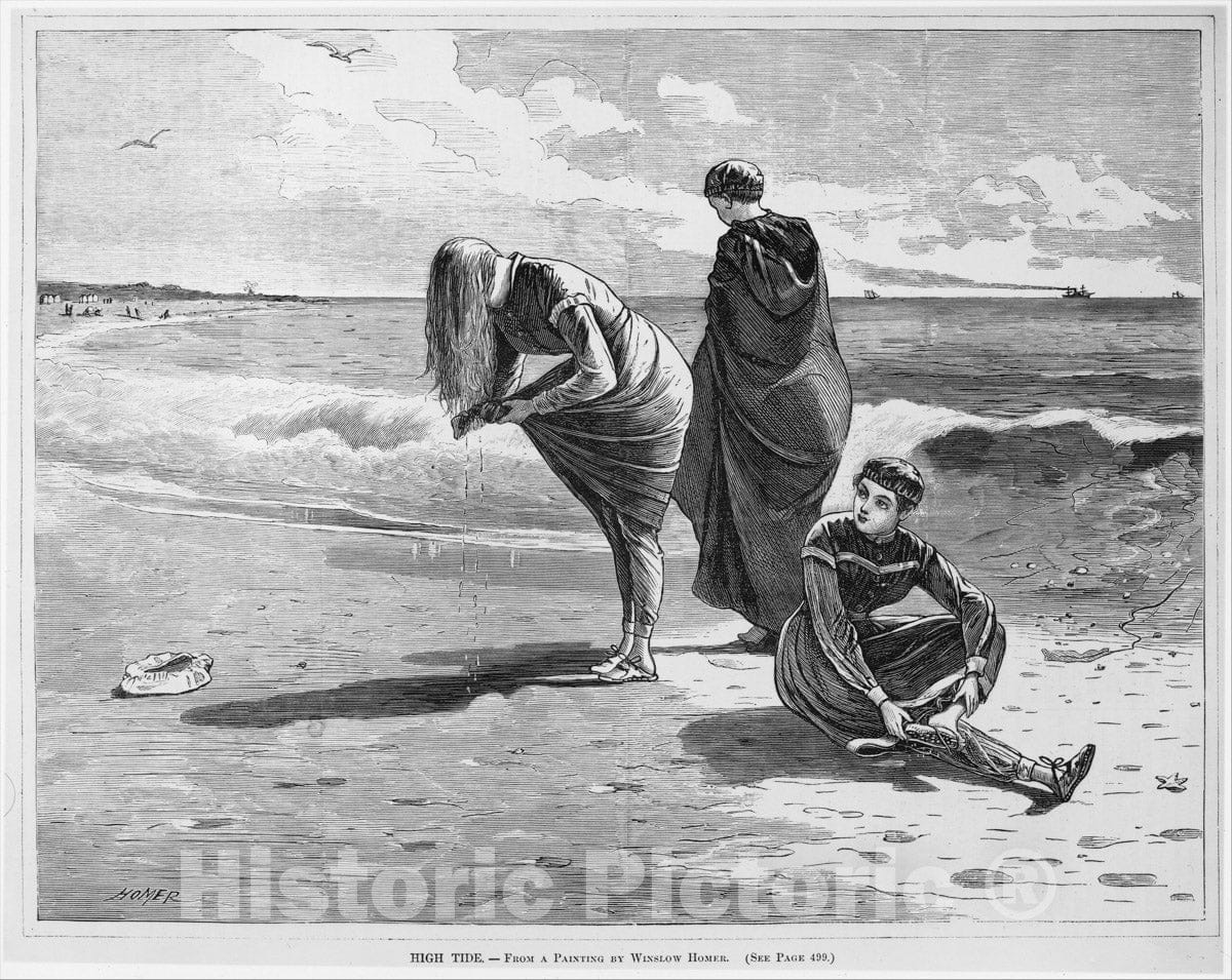 Art Print : Winslow Homer - High Tide – from a Painting by Winslow Homer (Every Saturday, Vol. I, New Series) : Vintage Wall Art