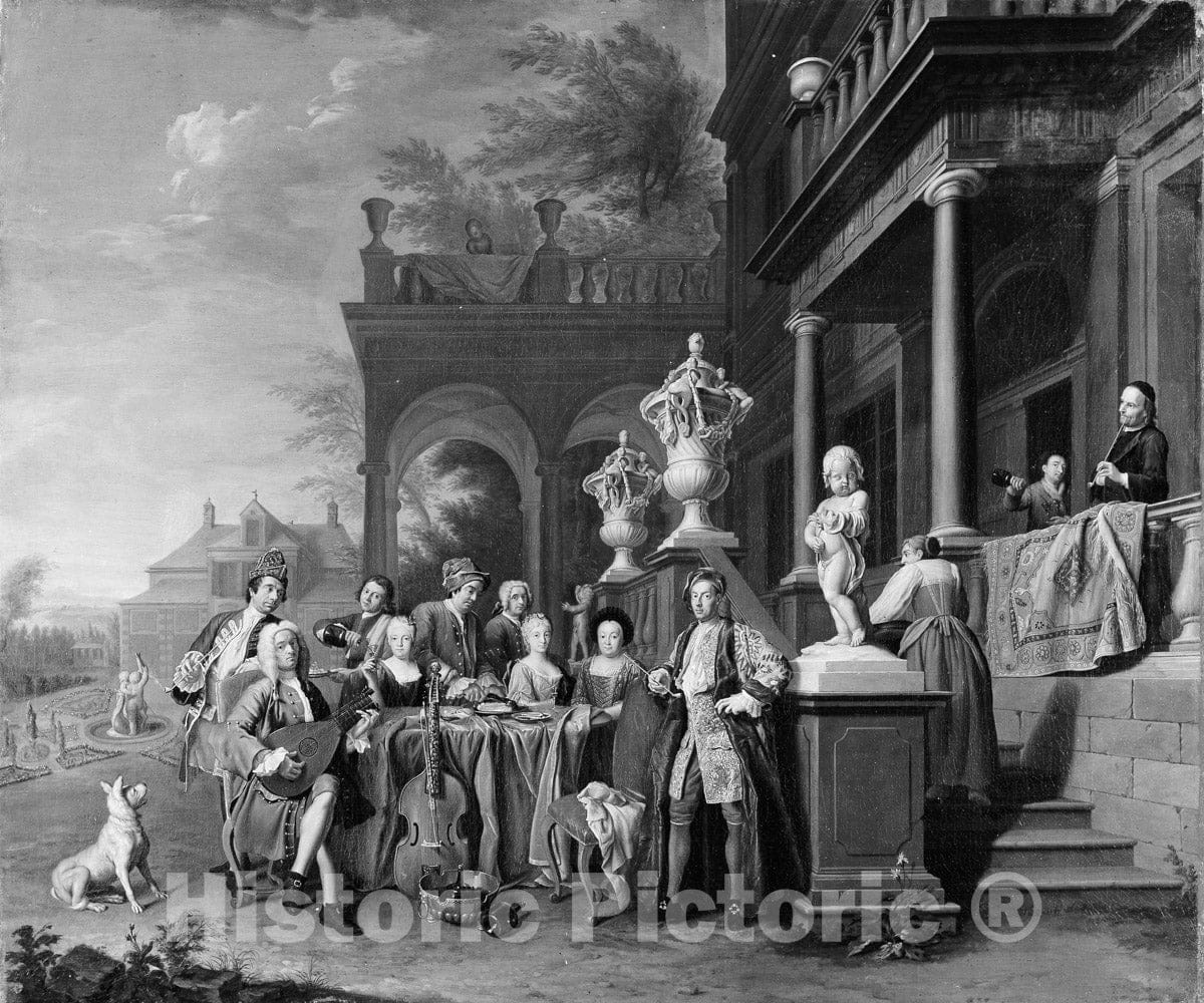 Art Print : Peter Jacob Horemans - A Musical Gathering at The Court of The Elector Karl Albrecht of Bavaria : Vintage Wall Art