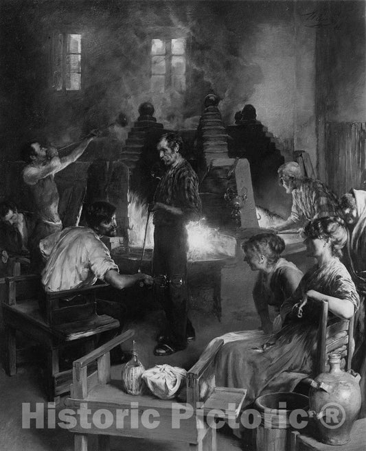 Art Print : Charles Frederick Ulrich - Glass Blowers of Murano : Vintage Wall Art