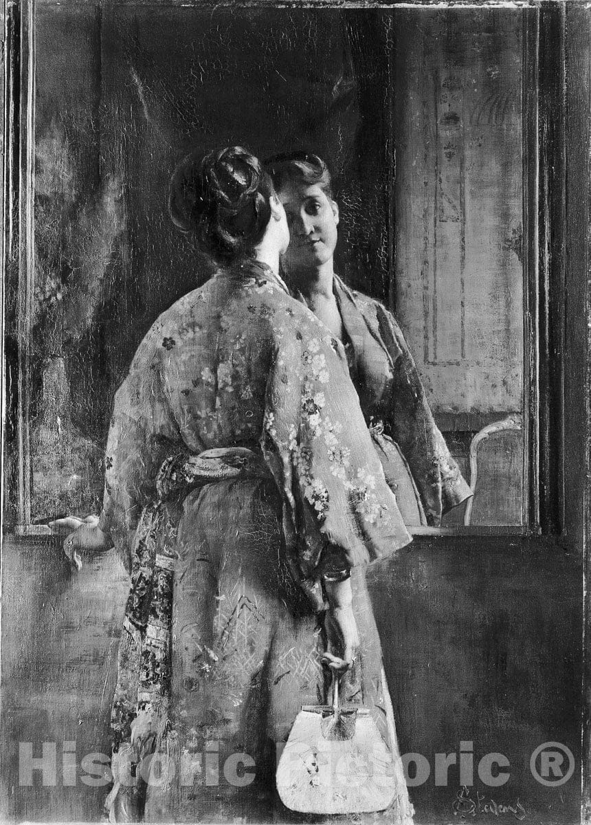 Art Print : Alfred Stevens - The Japanese Robe : Vintage Wall Art
