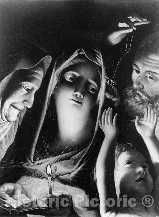 Art Print : French Painter - Holy Family with Saint Anne : Vintage Wall Art
