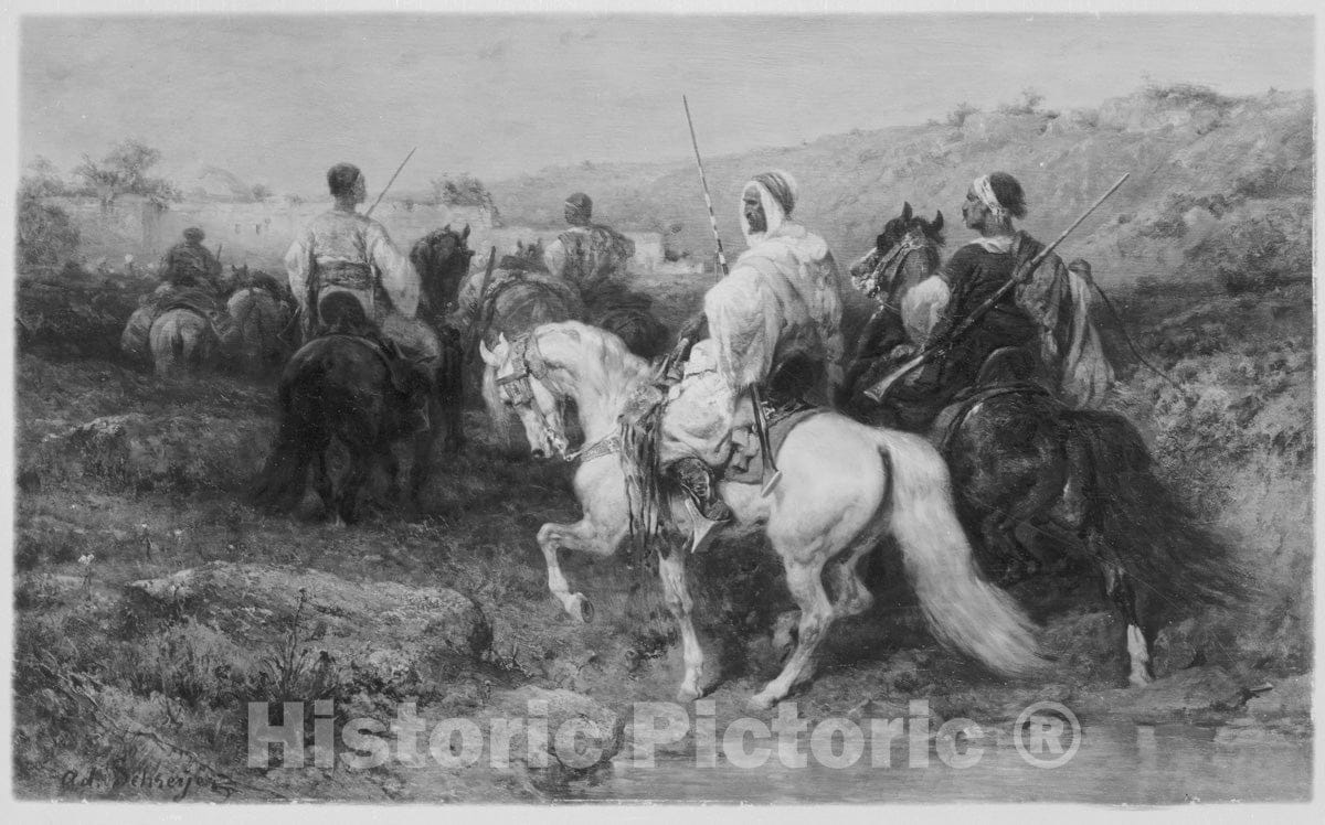 Art Print : Adolf Schreyer - Arabs on The March : Vintage Wall Art