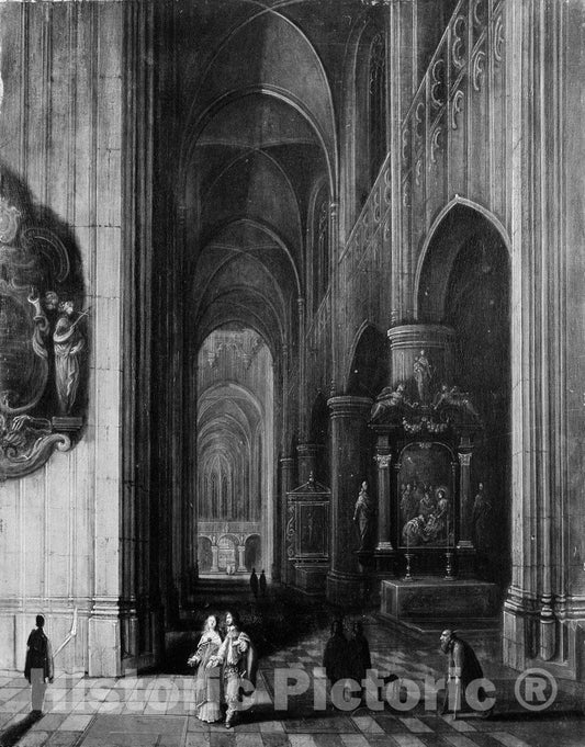 Art Print : Pieter Neeffs The Younger - Interior of a Gothic Church at Night : Vintage Wall Art