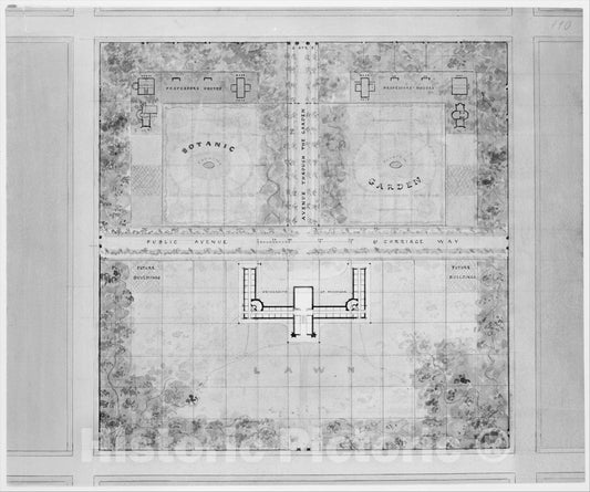 Art Print : Alexander Jackson Davis - Landscape Design for University of Michigan : Vintage Wall Art