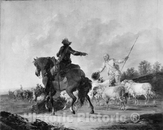 Art Print : Francesco Casanova - Cavalier and Shepherd : Vintage Wall Art