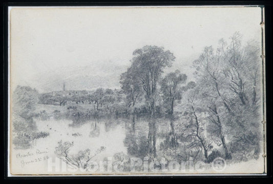Art Print : Charles River, Cambridge, Massachusetts - Artist: William Trost Richards - Created: 1886 : Vintage Wall Art