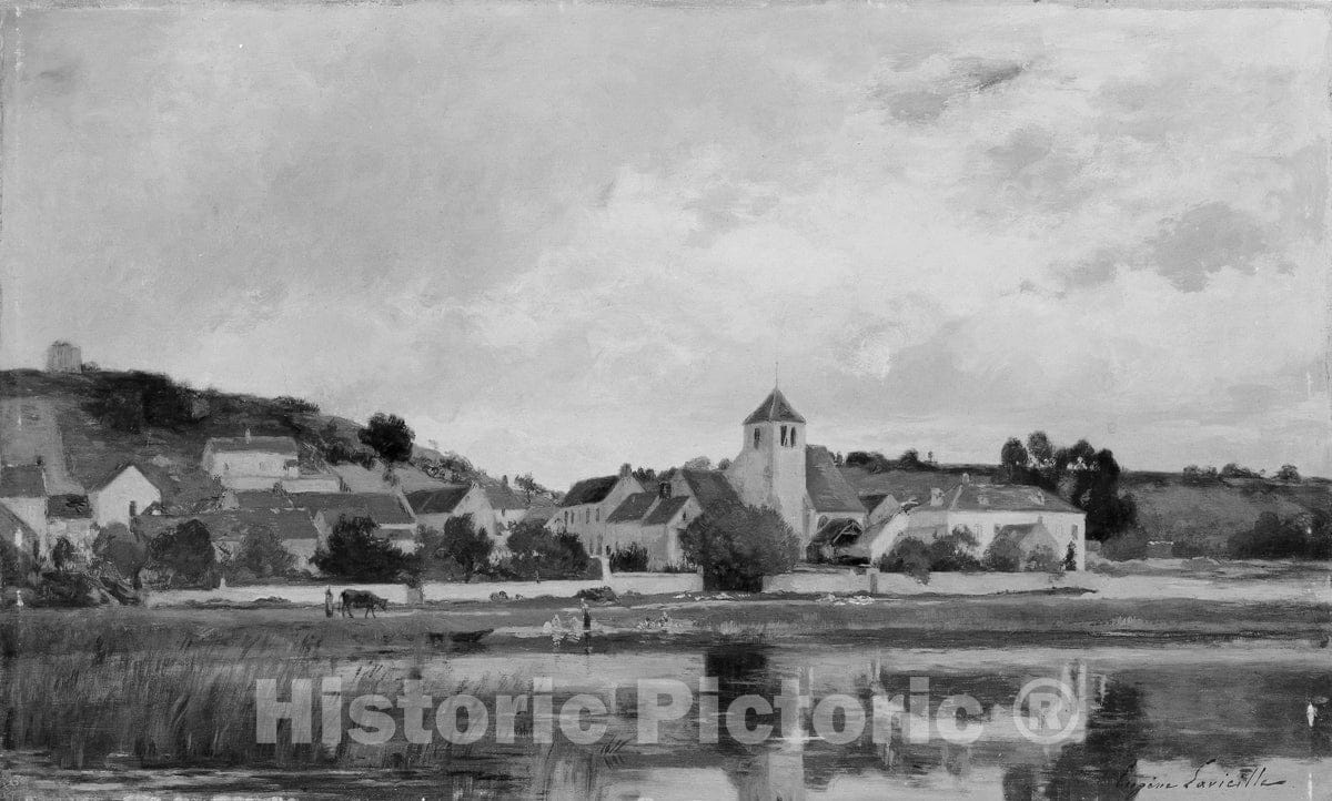 Art Print : Eugène Lavieille - The Village of La Celle-Sous-Moret : Vintage Wall Art