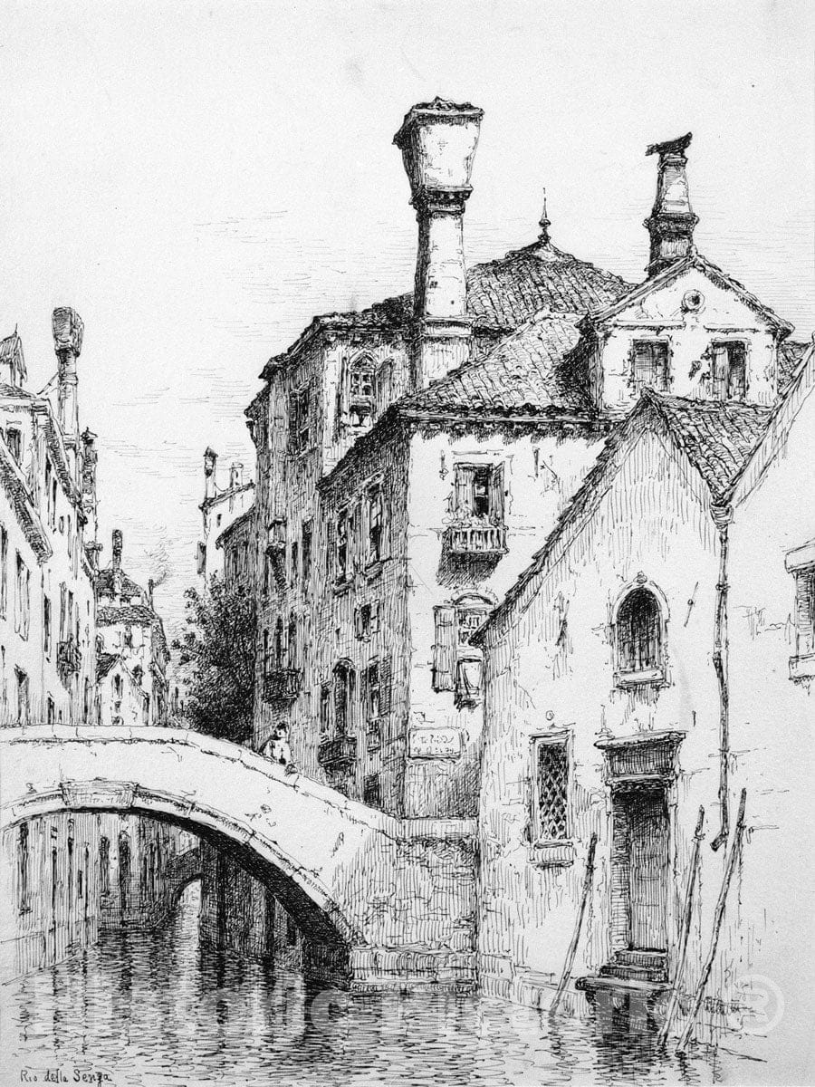 Art Print : Andrew Fisher Bunner - Rio Della Sensa, Venice : Vintage Wall Art