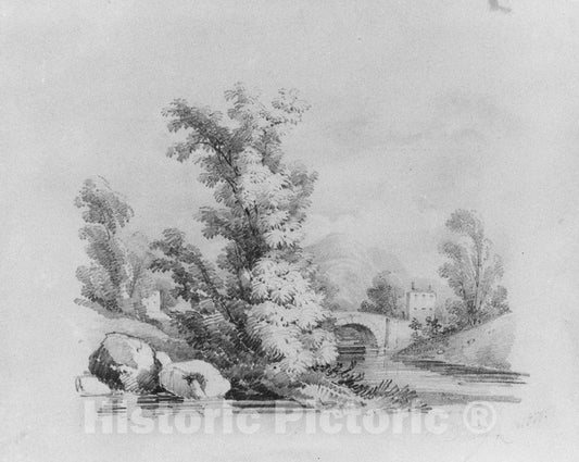 Art Print : W. Eldridge - Landscape (from McGuire Scrapbook) : Vintage Wall Art