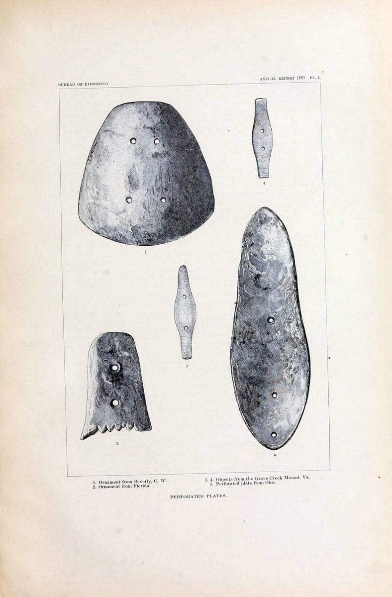 Art in shell of the ancient Americans. Washington,Govt. Print. Off.,1883.  | Antiquities "Indian art" Indians "Shells in art" | Vintage Print Reproduction 458243