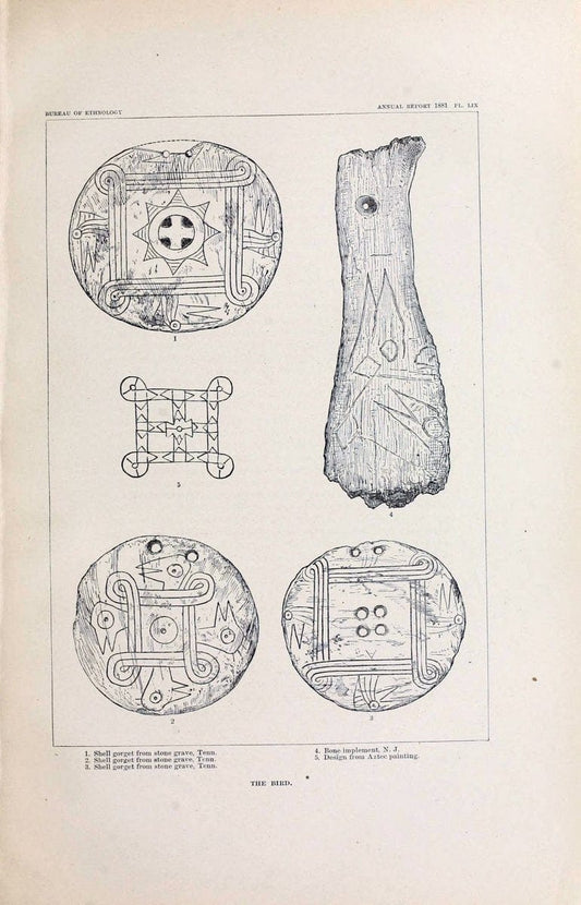 Art in shell of the ancient Americans. Washington,Govt. Print. Off.,1883.  | Antiquities "Indian art" Indians "Shells in art" | Vintage Print Reproduction 458253