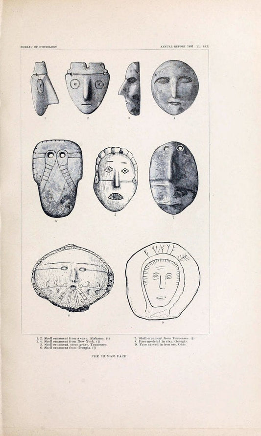Art in shell of the ancient Americans. Washington,Govt. Print. Off.,1883.  | Antiquities "Indian art" Indians "Shells in art" | Vintage Print Reproduction 458265
