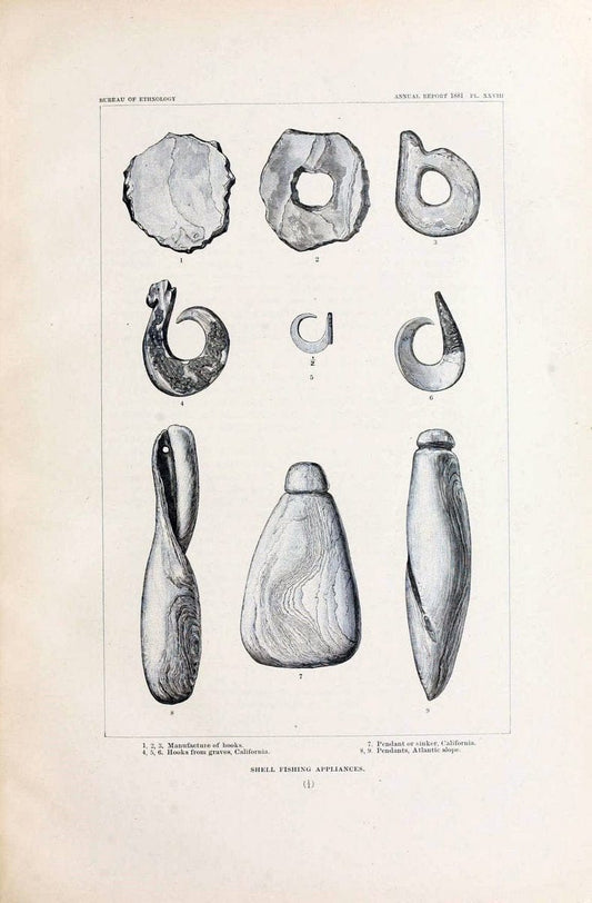 Art in shell of the ancient Americans. Washington,Govt. Print. Off.,1883.  | Antiquities "Indian art" Indians "Shells in art" | Vintage Print Reproduction 458278