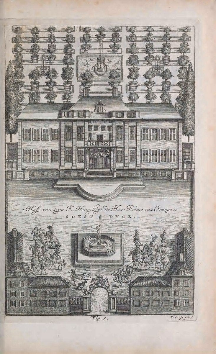 De koninglycke hovenier aanwyzende de middelen om boomen :.t'Amsterdam :By Marcus Doornick [sic] . ,[1676]. | Horticulture Netherlands | Vintage Print Reproduction 466354