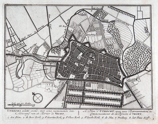 De zegepraalende Vecht :.T'Amsteldam :By de Wed :1719.  | Vintage Print Reproduction 467421