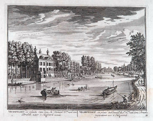 De zegepraalende Vecht :.T'Amsteldam :By de Wed :1719.  | Vintage Print Reproduction 467441