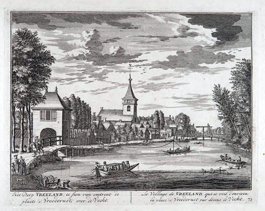 De zegepraalende Vecht :.T'Amsteldam :By de Wed :1719.  | Vintage Print Reproduction 467479