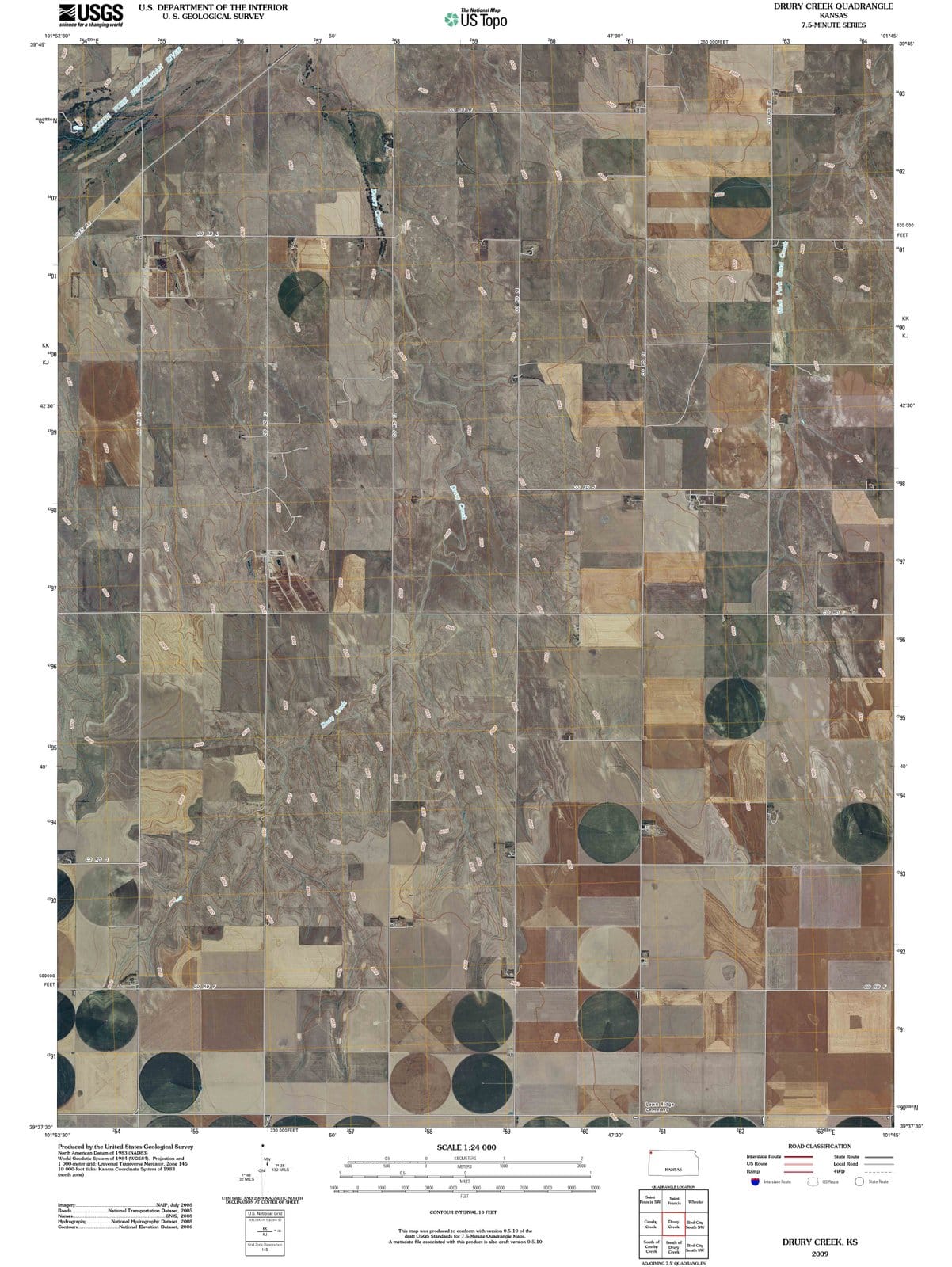 2009 Drury Creek, KS - Kansas - USGS Topographic Map