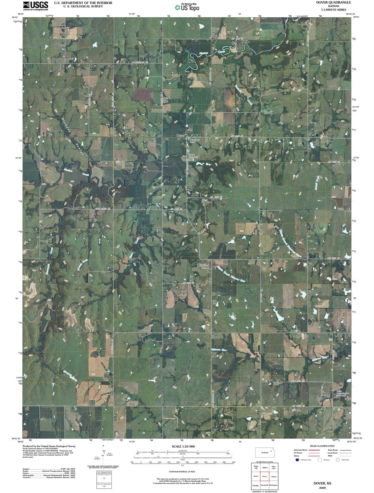 2009 Dover, KS - Kansas - USGS Topographic Map