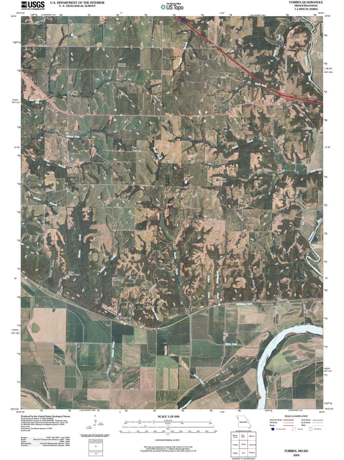 2009 Forbes, MO - Missouri - USGS Topographic Map
