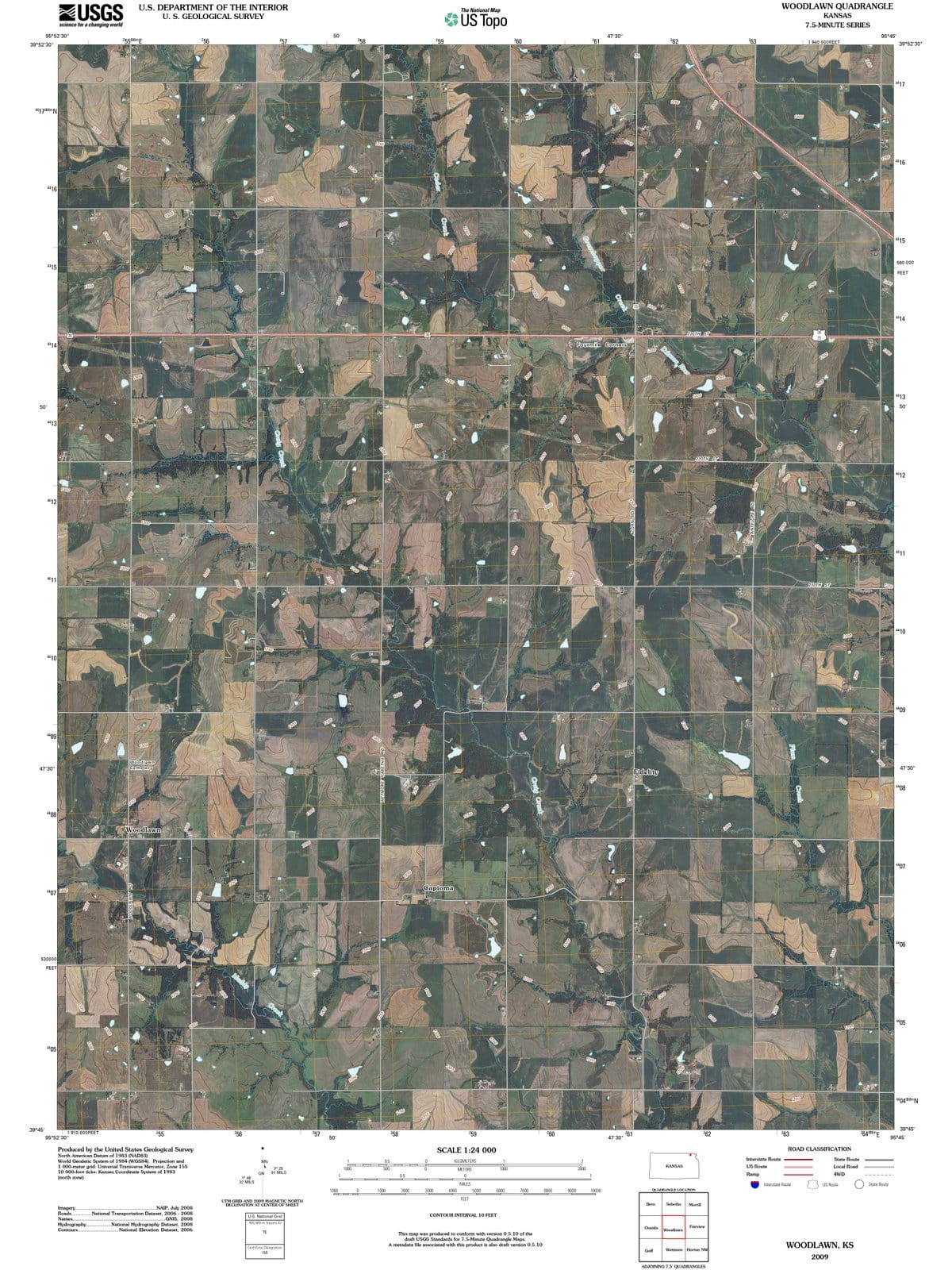 2009 Woodlawn, KS - Kansas - USGS Topographic Map