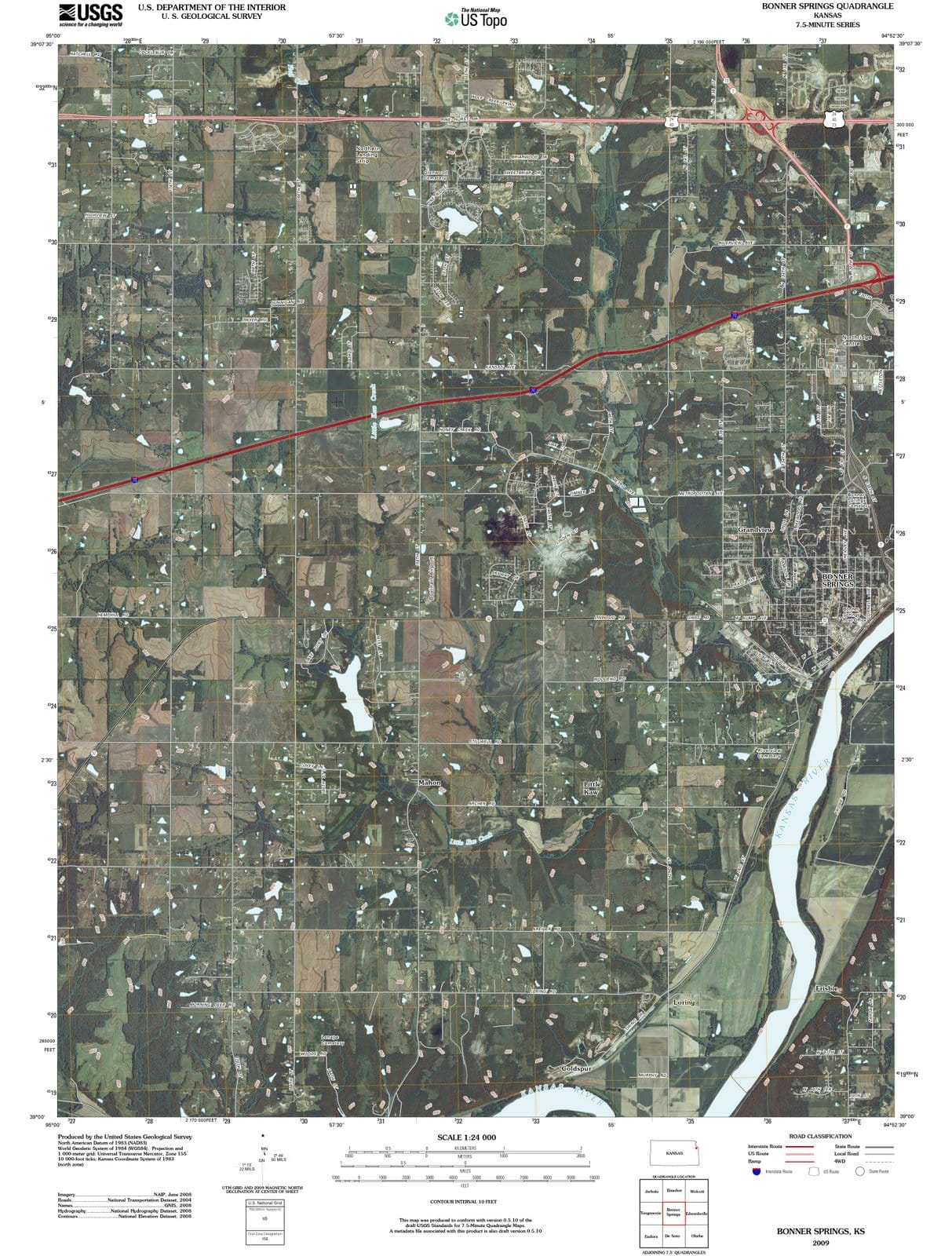 2009 Bonner Springs, KS - Kansas - USGS Topographic Map