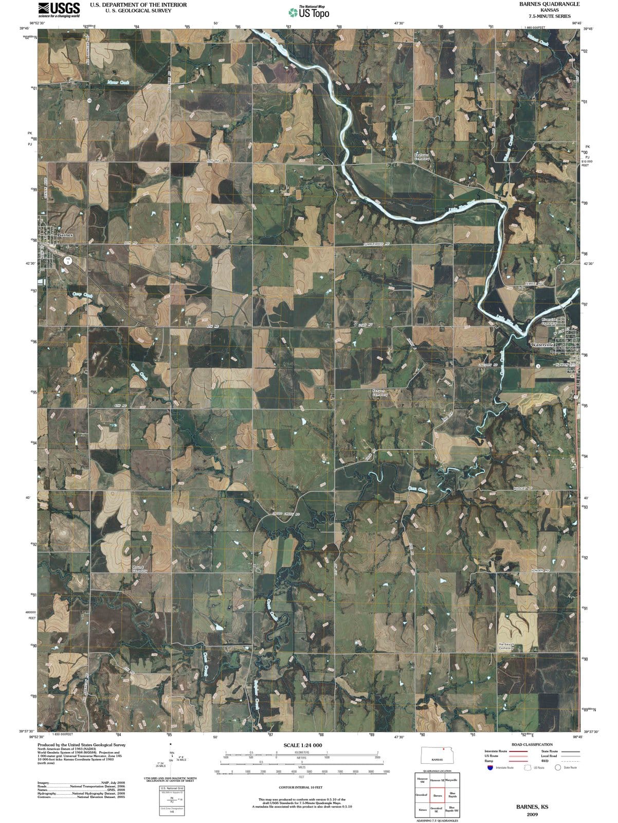 2009 Barnes, KS - Kansas - USGS Topographic Map