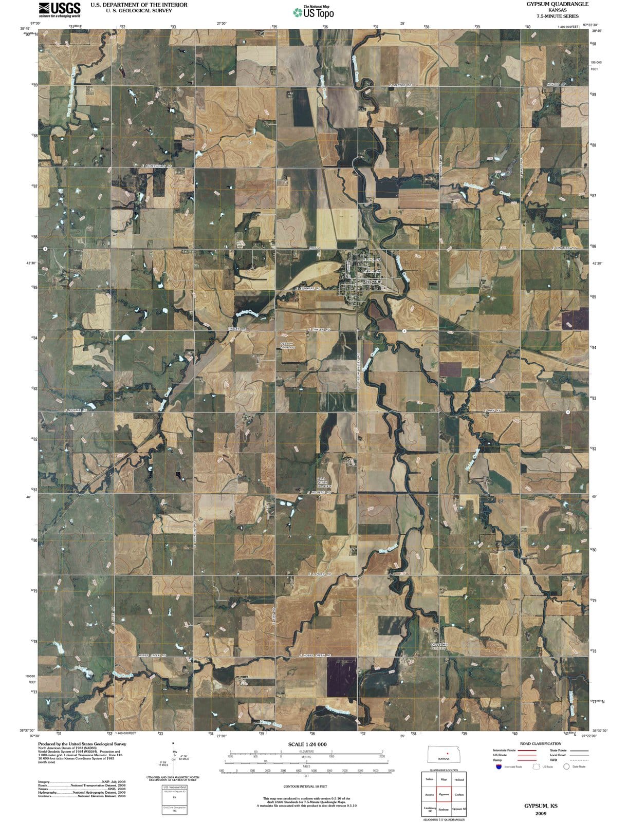 2009 Gypsum, KS - Kansas - USGS Topographic Map