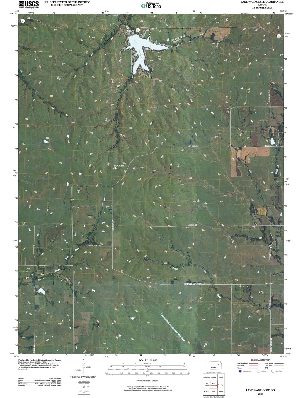 2009 Lake Wabaunsee, KS - Kansas - USGS Topographic Map