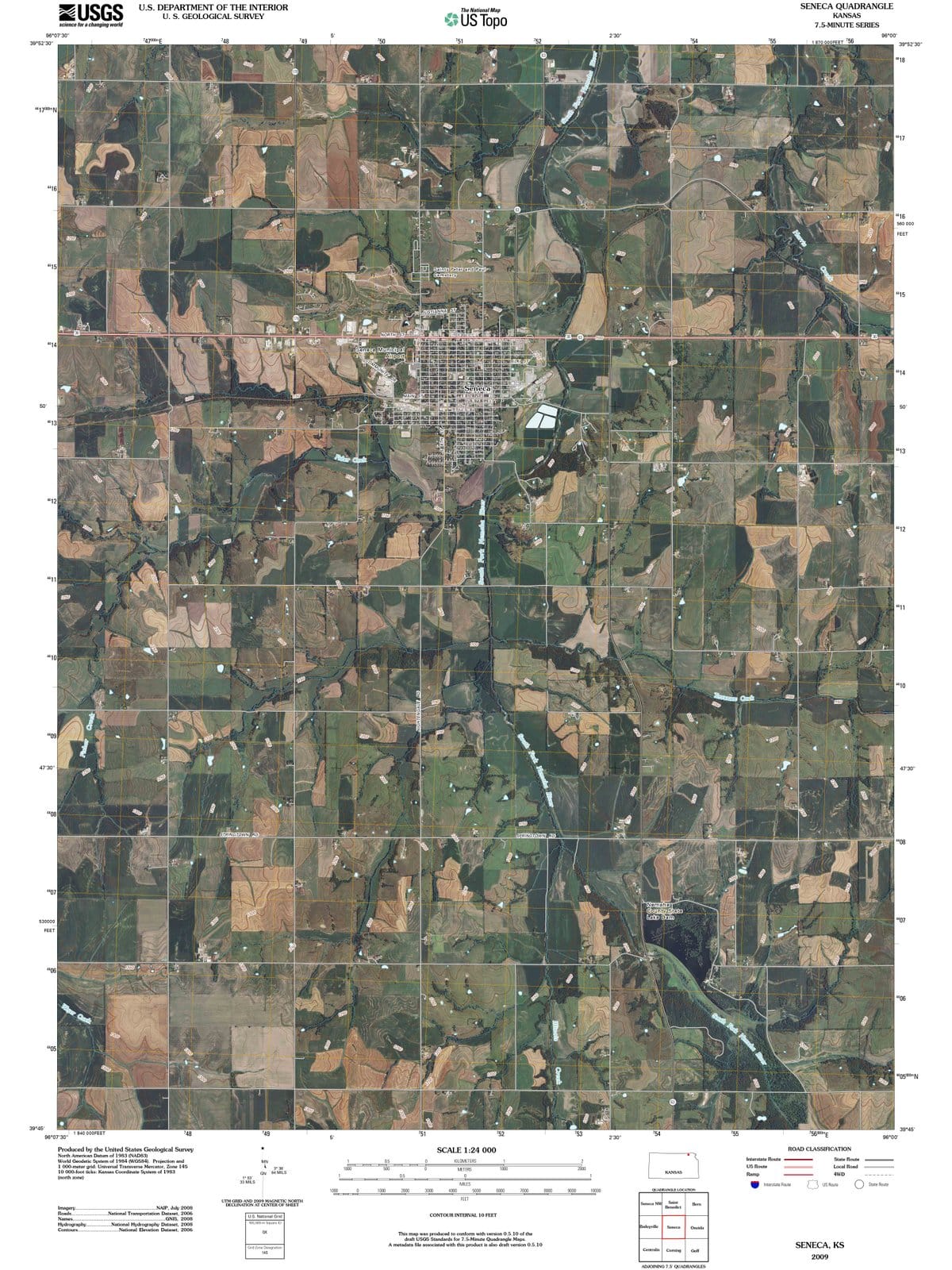 2009 Seneca, KS - Kansas - USGS Topographic Map