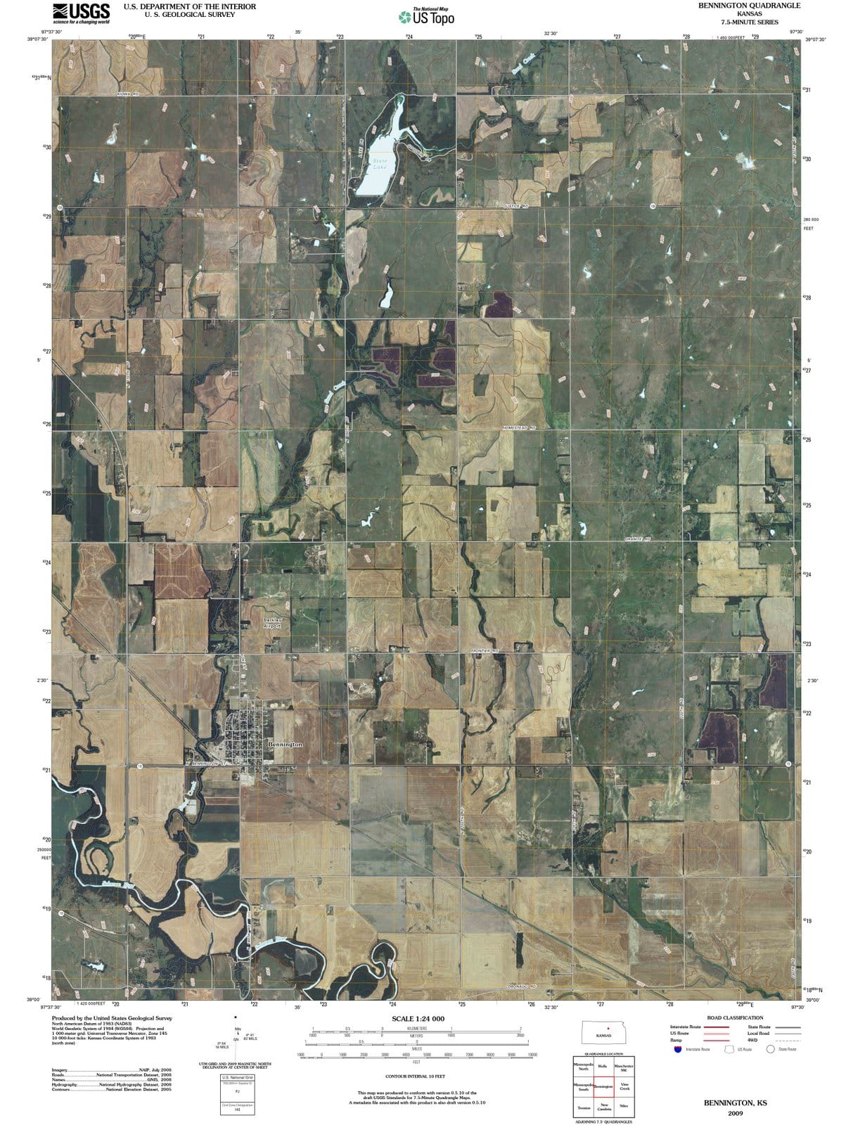 2009 Bennington, KS - Kansas - USGS Topographic Map