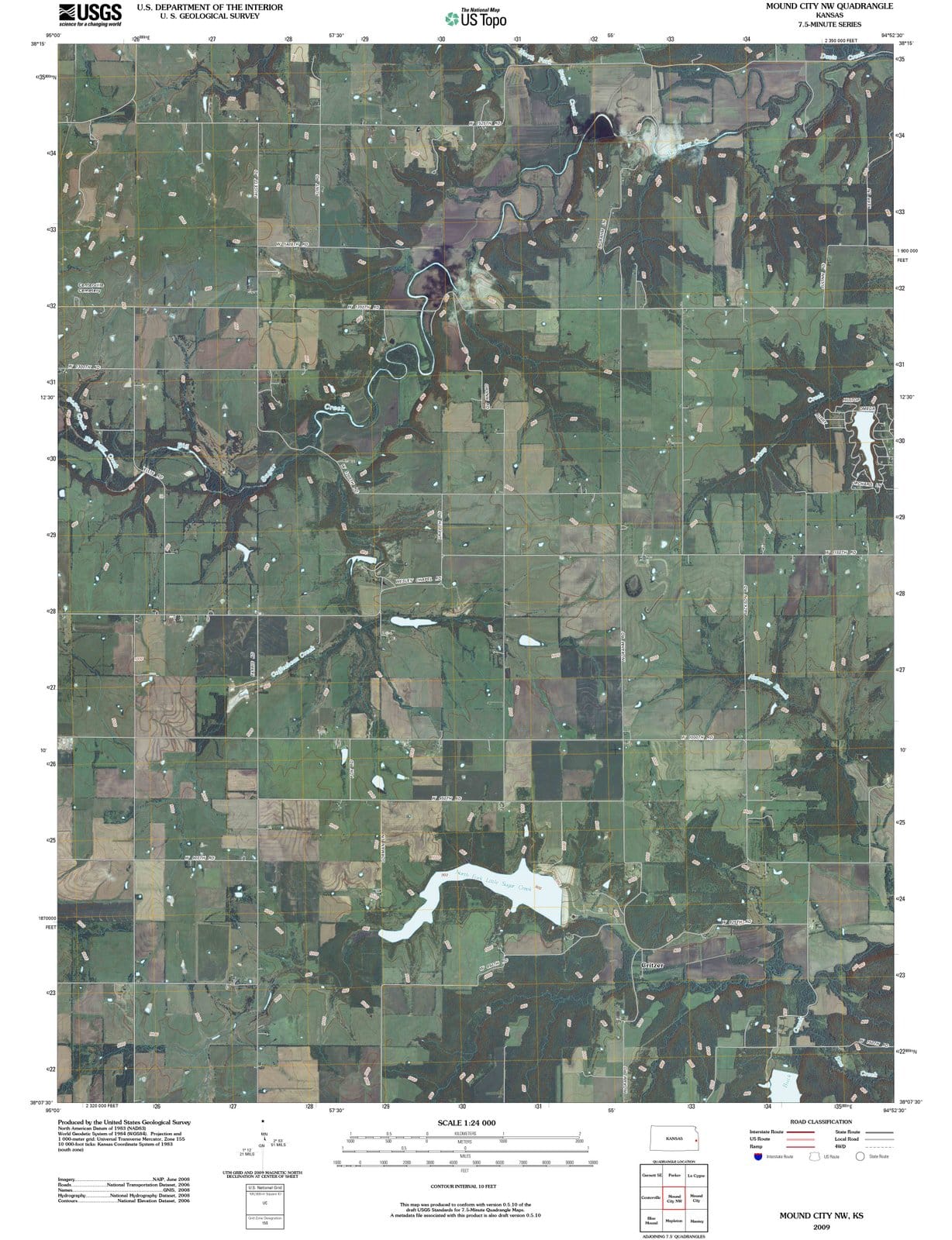 2009 Mound City, KS - Kansas - USGS Topographic Map