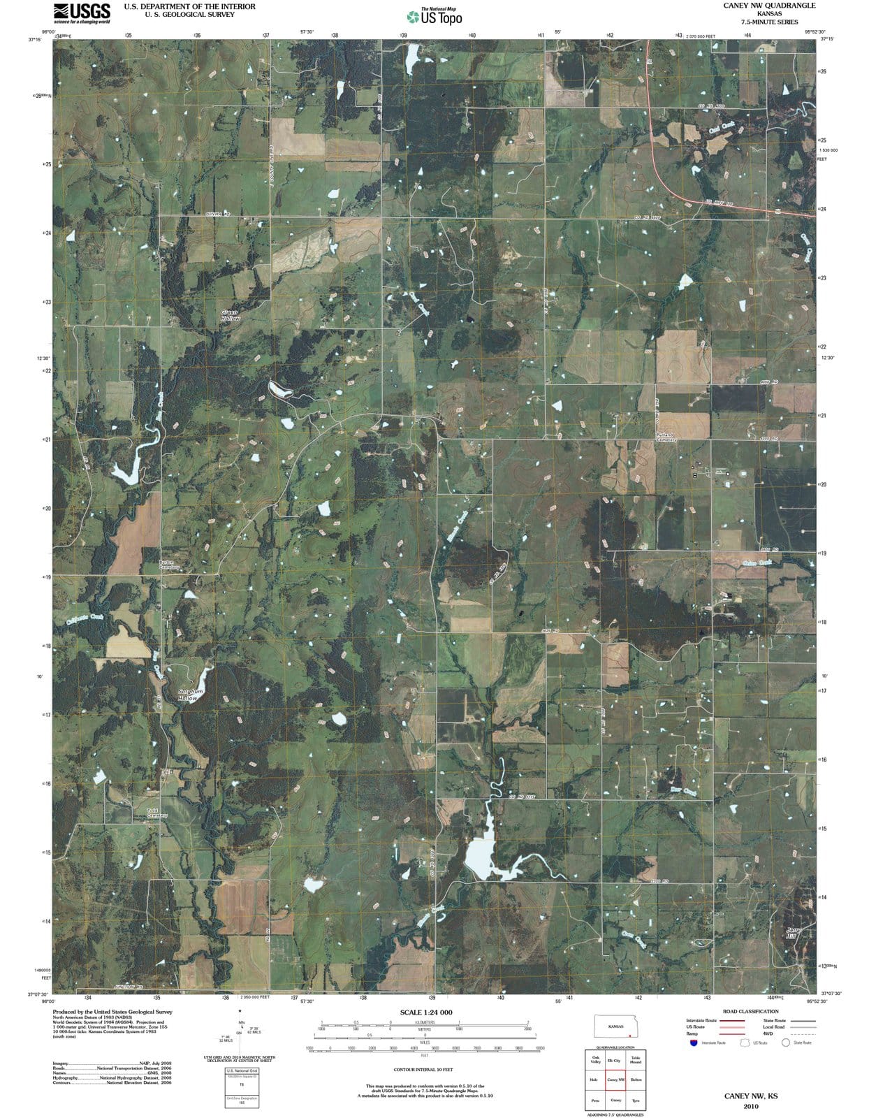 2010 Caney, KS - Kansas - USGS Topographic Map