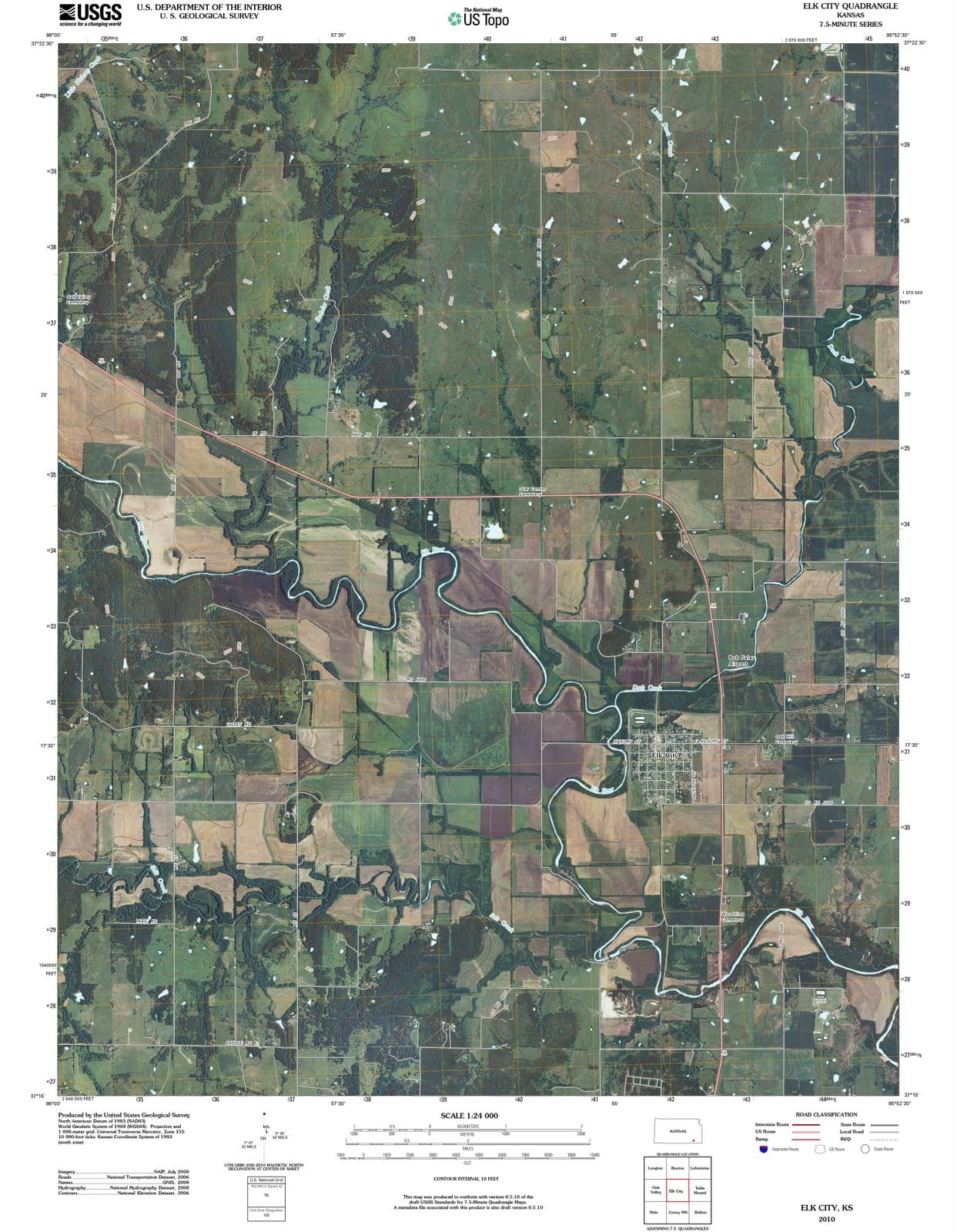 2010 Elk City, KS - Kansas - USGS Topographic Map