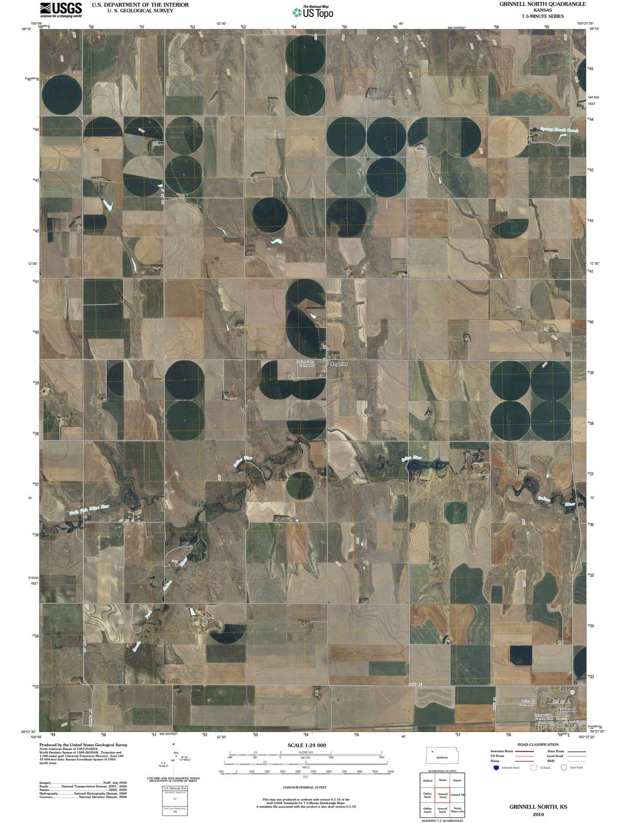 2010 Grinnell North, KS - Kansas - USGS Topographic Map