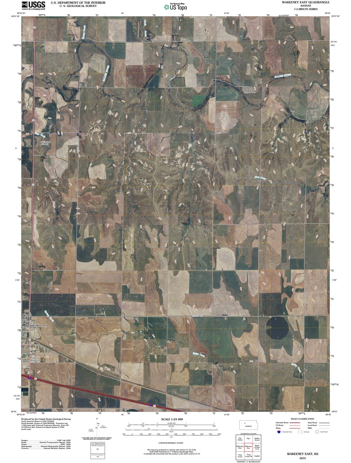 2010 WaKeeney East, KS - Kansas - USGS Topographic Map