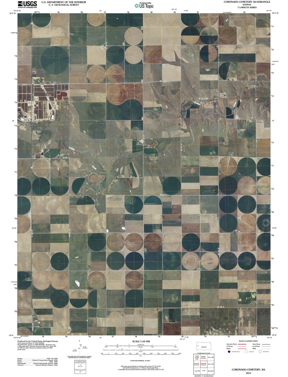 2010 Coronado Cemetery, KS - Kansas - USGS Topographic Map
